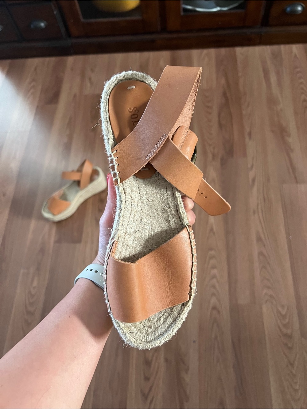 Soludos Tan Leather Espadrille Platform Sandals - Picture 2 of 4